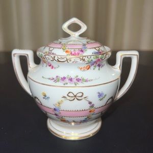 Handpainted vintage sugar bowl with lid.